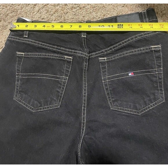 TOMMY HILFIGER Vintage 90s Straight Leg Black Denim Jeans Womens 14 L\33 - Picture 10 of 11